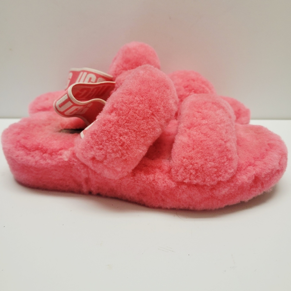 UGG Oh Yeah Slide Sandals Womens Pink Shearling Fuzzy Slingback 1107953 Size 7